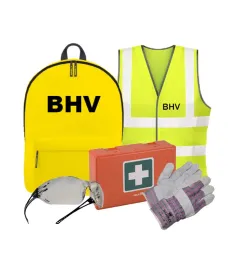 Rugtas BHV Geel met inhoud BHV